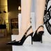 Back Empty Shoes High Heels Pointed Hollow Metal Chain Rear Strap High Heel Single Shoes Women_vogvips.com