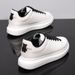 CombiQueen Men's White Leather Sneakers Casual Sports Shoes Violent Bear Brand Genuine Leather Couple's Versatile Footwear for Spring And Autumn_vogvips.com