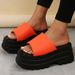 Women's Shoes Spring And Summer Fashion Platform Heel Thick Bottom Large Size Slippers Women's Square Head Waterproof Platform Flip Flops_vogvips.com