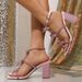 Elegant Bow-Embellished Strappy Heels – Chunky Block Heel Open-Toe Sandals In Velvet Pink (Sizes 36-42)_vogvips.com