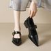 French Pointed Mary Jane Shoes Thick Heel With Shallow Mouth High Heels Women_vogvips.com