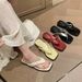 Square Toe Slope Heel Beach Flip-flops Women's Sandals_vogvips.com