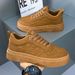 Men's Fashion Sneakers With Thick Sole - Casual Comfort Shoes For Running & Daily Wear - Breathable & Lightweight Design - Available In Brown & White_vogvips.com