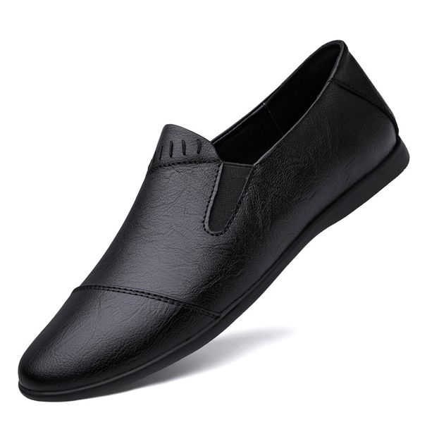 Summer Style Loafers For Men, Leather Cowhide Leather, Soft Sole, Trendy Men's , Slip-On Breathable Casual Driving_vogvips.com