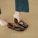Soft Leather French-style Women's Flat Mango-toe Ballet Gentle Evening Style Shoes, Vintage Mary Jane Shoes_vogvips.com