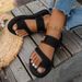 New Summer Large Size Women's Flat Toe-Loop Sandals, European American Style, Comfortable And Breathable Beach Slippers_vogvips.com