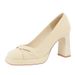 9989 European And American Style Waterproof Platform Bow Super High Thick Heels Women's Square Toe Elegant Shallow Mouth_vogvips.com