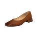 Mr. M Low-Heel 2023 Spring New Simple French Retro Distressed Soft Leather Square-Toe Chunky Heel Women's Shoes_vogvips.com