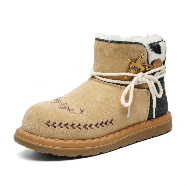 BUFFNY Couple's Winter Boots - Fleece Lined Snow Boots For Men & Women, Slip-Resistant Rubber Sole, Suede Leather Upper, Casual Comfort Shoes_vogvips.com