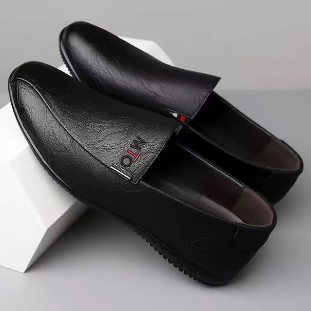 Casual Soft Leather Work Slip-On Loafers Trendy British Style Men's Shoes_vogvips.com