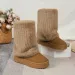 Winter Womens Snow Plush Warm Thickened Fashion Casual Suede Thick-soled Mid-tube Boots Botas Mujer 240719_vogvips.com