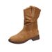Genuine Leather Wrinkled Slouch 2025 Autumn Winter New Style Round Toe Slimming Chunky Heel Fashion Short Boots_vogvips.com