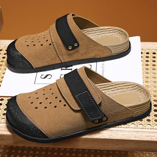 Summer Driving Shoes Slip On Beach Shoes Plus Size Half Length Couple's Closed Toe Slippers_vogvips.com