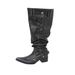 Women's Shoes Niche Design Pointed Toe Large Tube Circumference High Heel Spring Pile Boots Retro Western Cowboy Boots Thick Heel Long Boots_vogvips.com