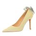 3391-H62M Wind Stiletto Ultra High Heels With Water Diamond Rear Bow Decoration Pointed Shallow Mouth Suede Single Shoe_vogvips.com