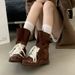 Women Boxing Boots Inner Height Increase Niche Design Boxing Lace-Up Training Women's Early Autumn Short Boots_vogvips.com