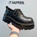 ShoeVault Thick-Soled Height-Increasing Derby For Men, New Matte Finish, Casual Black British Style Leather Shoes_vogvips.com