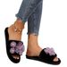 Internet Celebrity Thick-Soled Furry For Women, Indoor Outdoor Wear, Plus Size, 2024 Autumn And Winter, Large Flower_vogvips.com