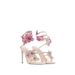 Serpentine wrapped high heels Lace flower studded diamond twist heel sandals_vogvips.com
