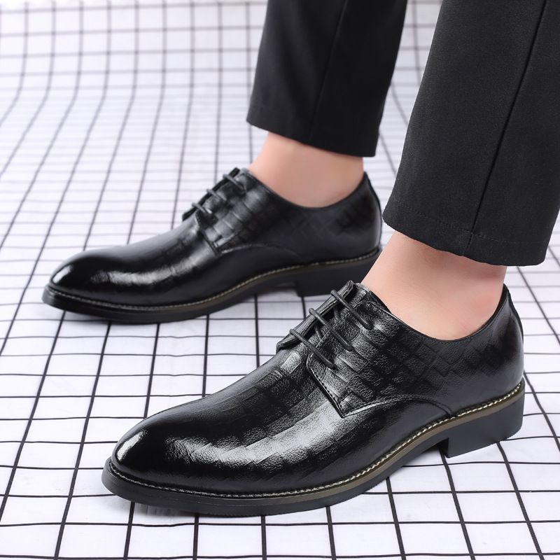New Genuine Men's With Invisible Inner Height Of 6CM Lace Up Leather Business, Leisure, Shoes, Office Weing Shoes_vogvips.com