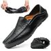 Bean Shoes Flat Men Hollow Leather Slip-on Casual Shoes_vogvips.com