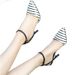2025 New Model Color-Block Striped Closed-Toe Sandals For Women, One-Strap Buckle Thin Heel High Heels, Pointed Toe Nude_vogvips.com
