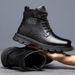 Men's High-Top Waterproof PU Leather Boots With Warm Fleece Lining, Anti-Slip Rubber Sole, Casual Round-Toe Winter Boots Non Slip Casual All Match_vogvips.com