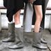 Wedge Mid-Calf Riding For Women 2025 Spring And Autumn Loose Versatile Slip-On Simple Square Toe Low Heel Short Boots_vogvips.com