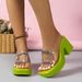 Thick Soled High Heels, Transparent Rhinestone Cool In 2024, Summer Semi Slippers, New Fashion, One Line Slippers For_vogvips.com