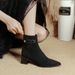 Women's Retro Chunky Heel Ankle Boots, 2025 New Autumn And Winter Pointed Toe Brown Boots, French Suede Mid-calf Slimming High-hee_vogvips.com