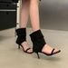 2026 New Fashionable Blogger-Style Round-Toe Ankle Strap Thin-Heeled Open-Toe Short Bootie Sandals For Women_vogvips.com