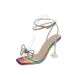 Plus Size High Heeled Sandals Rhinestone Bow Strap Sexy Cross Design Women's Shoes_vogvips.com