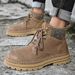 Men's Classic Mid-Cut Leather Work Boots - Rugged Outdoor Martin Boots With Anti-Slip Sole, Comfortable & Stylish For All-Day Wear_vogvips.com