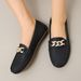 Plus Size Women's Metal Chain Slip-On Loafers Soft Soled Casual Shoes Autumn Export Style Single Shoes_vogvips.com