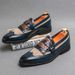 Euro Step Casual Leather For Men Slip-On Brogue Floral Shoes Korean Style Pointed Tassel Men's Loafers Trendy_vogvips.com