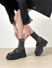 Platform Loafers Women's Autumn And Winter One-word Buckle With Retro Small Leather Shoes College Style Single Shoes_vogvips.com
