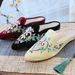 Ethnic Style Summer Uterwear Embridered Hand Sewn Diamnd Clth Slippers, Wmen's Sandals, Shiny Silk Fabric With_vogvips.com