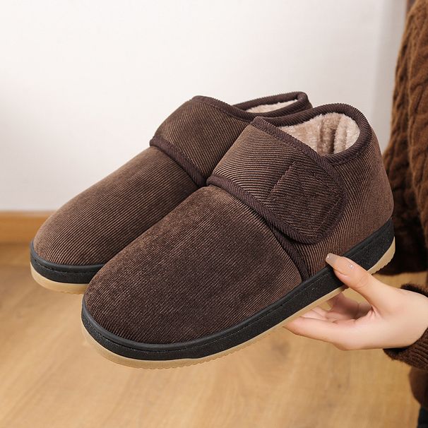 Middle Aged Elderly Men's Women's Slippers, Winter Cotton Indoor Outdoor Wear, Warm And Plush Anti Cold Bag Heel, Hairy_vogvips.com