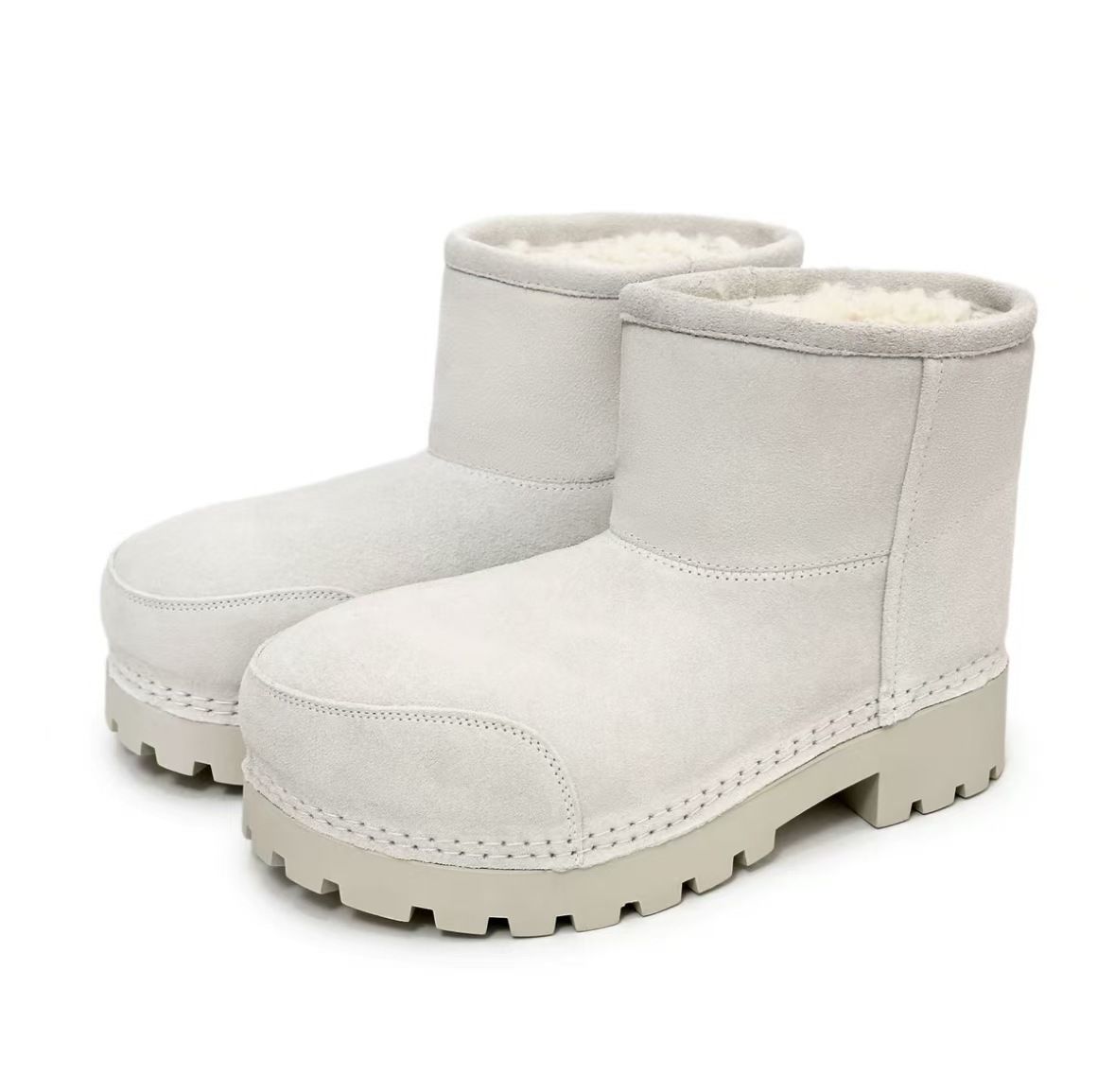 Same Style Cute And Ugly Big Head New Warm Thick Sole Chunky Heel Lamb Wool Short Snow Boots_vogvips.com