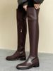 2024 Korean Style Slimming Over-the-Knee For Women Low Heel Wide Leg Winter Thin Velvet High Tube Riding Boots Brown_vogvips.com