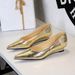 7200 French Retro Banquet Pointed-toe Wedge Women's With Metallic Finish, Elegant Hand-grained Texture, Comfortable And_vogvips.com