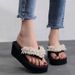 Cross-border Summer Beach Vacation Handmade Beaded High-heeled Flip-flops For Women In Plus Size_vogvips.com