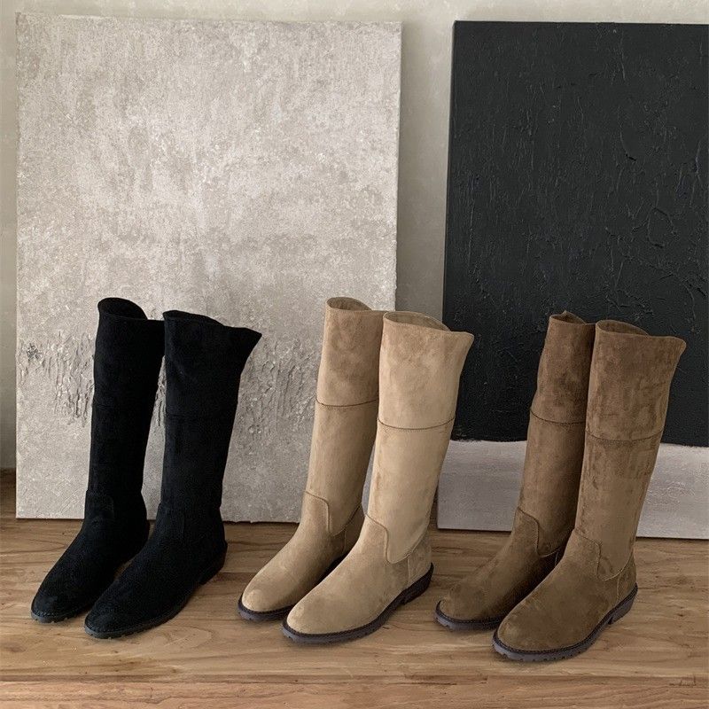 JIAMEIRUI Chunky Low Heel For Women Over-the-Knee 2025 Spring And Autumn New Round Toe Versatile High Tube Long Boots_vogvips.com
