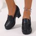 Women's High Heeled Shoes Slip on Chunky Retro Leather plus Size Spring Export_vogvips.com