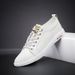 Shallow Mouth Round Head Irst Layer Cowhide Men's Board Shoes Ront Lace-up Lat Heel Casual Men's Shoes Small White Shoes_vogvips.com