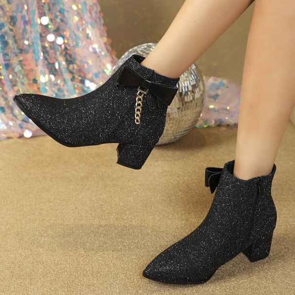 326-4 Women's Short Boots Pointed Toes, Thick High Heels, With A Comfortable, Warm, And Elegant Zipper At The Back_vogvips.com