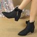 326-4 Women's Short Boots Pointed Toes, Thick High Heels, With A Comfortable, Warm, And Elegant Zipper At The Back_vogvips.com