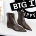 ShoeVault 6383-1 Retro Style Comfortable Height-Increasing Low Heel Wedge Wrinkled Pointed Toe Versatile Trendy Women's Winter_vogvips.com