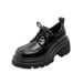 Women's Shoes British Style Loafers Loafers With Thick Sole - Classic British Style Round Toe Leather Shoes High Heel Lace-Up Oxfords, Comfortable_vogvips.com