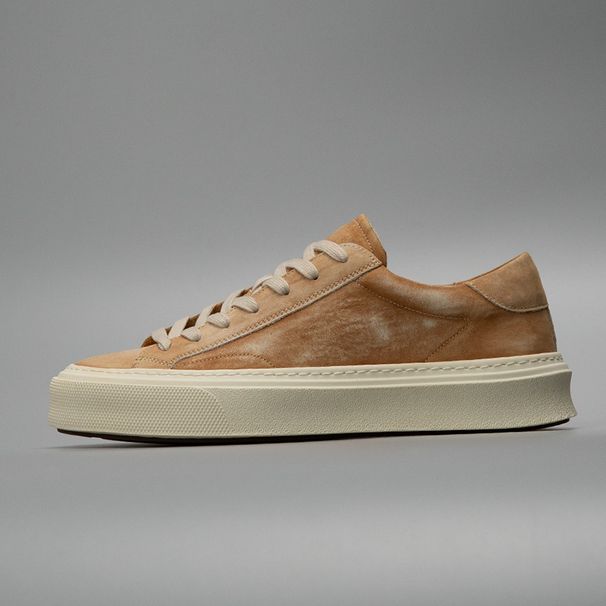 2024 New Men's Genuine Distressed Washed Buffalo Leather Fashion Trendy Brown Versatile Casual Sneakers_vogvips.com